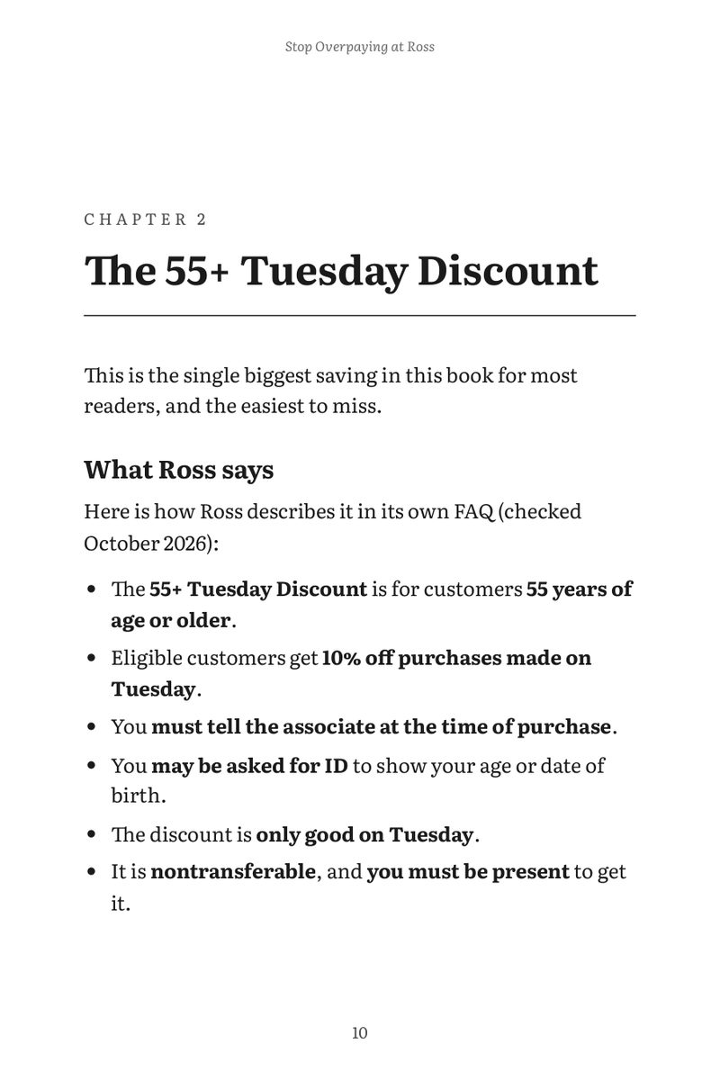 Stop Overpaying at Ross: The 55+ Tuesday Discount page